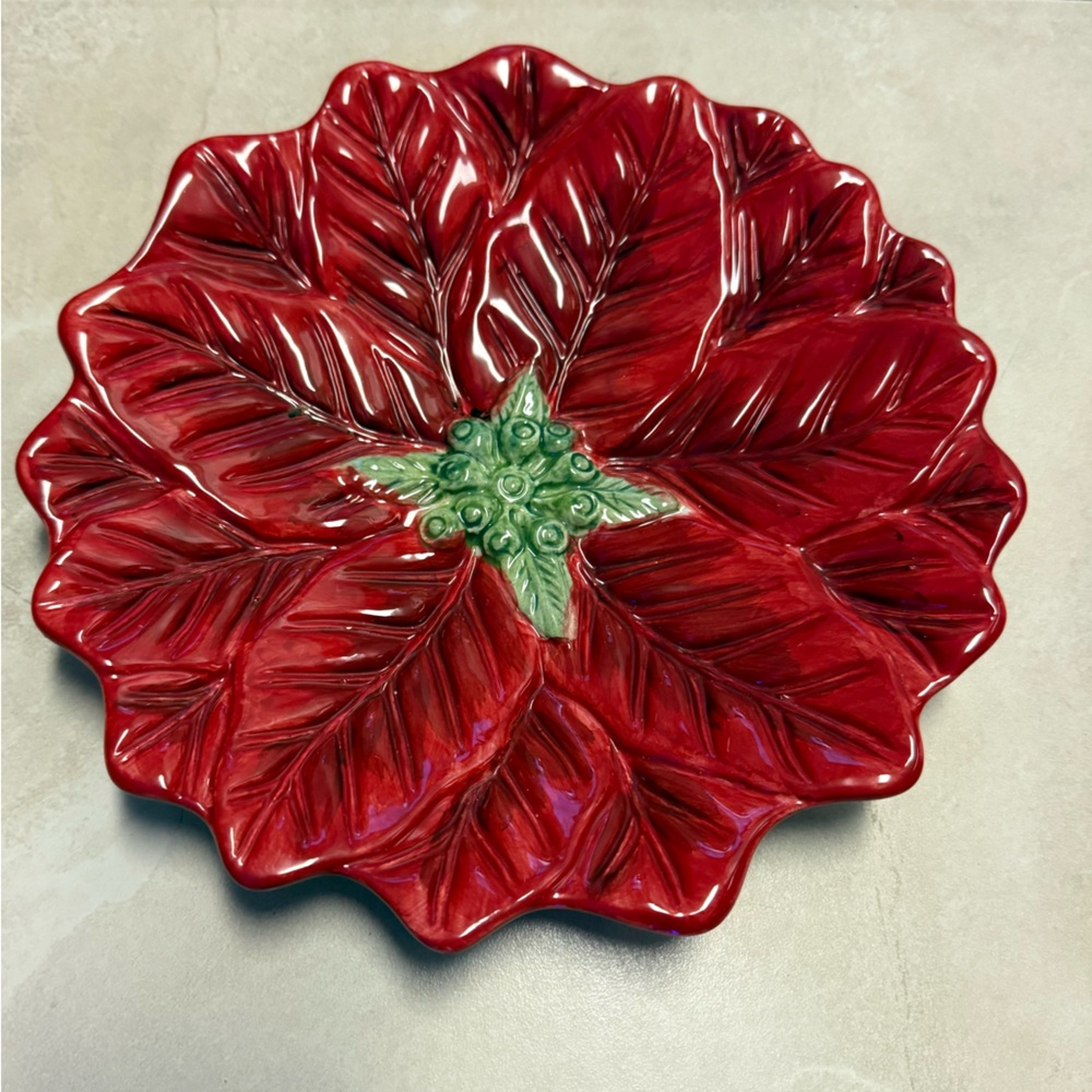 Poinsettia Decorative Christmas Plate